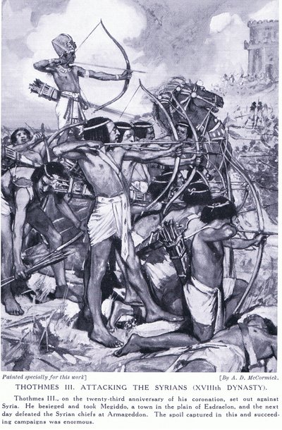 Thutmose III atacando a los sirios (XVIII Dinastía), c.1920 de Arthur David McCormick